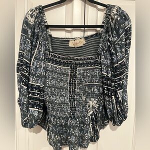 Pirate Boot Peplum Blue & White Blouse